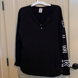 PINK Black Henley with White Writing Medium